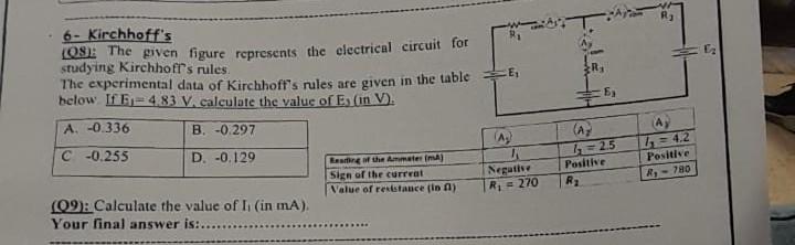 6 Kirchhoff S Os The Given Figure Represents The Electrical Circuit For Studying Kirchhoff S Rules The Experimental 1
