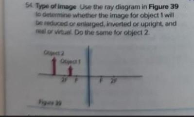 54 Type Of Image Use The Ray Diagram In Figure 39 To Determine Whether The Image For Object 1 Will Be Reduced Or Enlarge 1