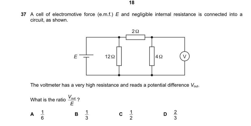 18 37 A Cell Of Electromotive Force E M F E And Negligible Internal Resistance Is Connected Into A Circuit As Shown 1