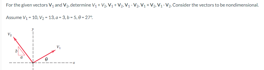 For The Given Vectors V And V Determine V V2 V V2 V V2 V1x V2 V V Consider The Vectors To Be Nondimensi 1