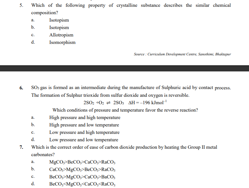 5 Which Of The Following Property Of Crystalline Substance Describes The Similar Chemical Composition A Isotopism Iso 1