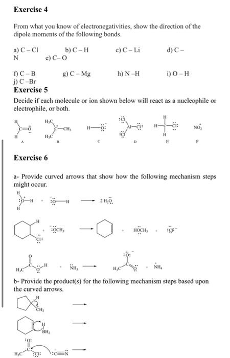 Organic Chemistry 1 Chem 3102 Sheet Activity Chap 1 Exercise 1 A Draw Complete Lewis Structures Including Lone Pairs 2