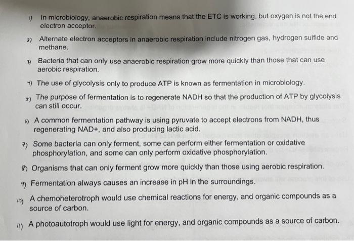 1 In Microbiology Anaerobic Respiration Means That The Etc Is Working But Oxygen Is Not The End Electron Acceptor 2 1