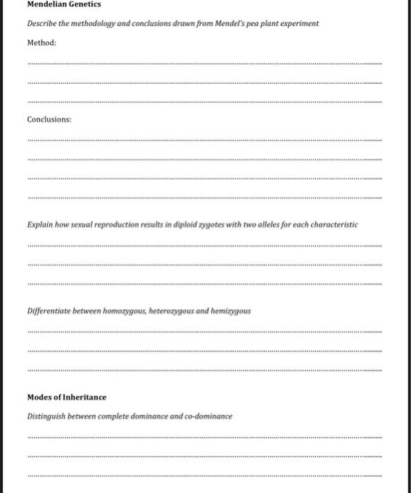 Mendelian Genetics Describe The Methodology And Conclusions Drawn From Mendel S Pea Plant Experiment Method Conclusions 1