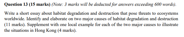 Question 13 15 Marks Note 3 Marks Will Be Deducted For Answers Exceeding 600 Words Write A Short Essay About Habit 1
