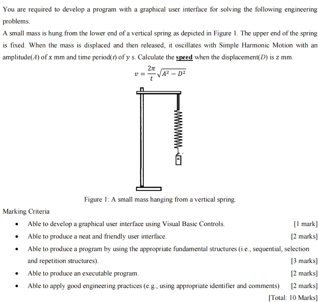 You Are Required To Develop A Program With A Graphical User Interface For Solving The Following Engineering Problems A 1
