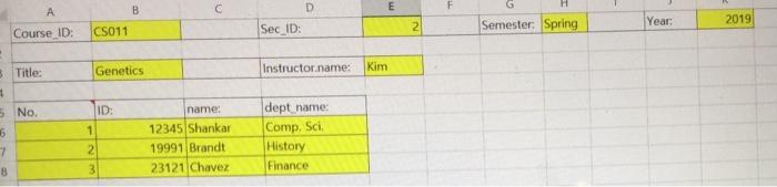 Create Sql To Output Course Id Sec Id Semester Year Title Instructor Name Id Name Dept Name To Make Like The Pic 1