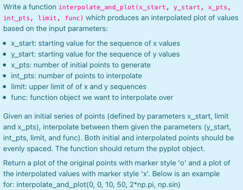 Write A Function Interpolate And Plot X Start Y Start X Pts Int Pts Limit Func Which Produces An Interpolated Plo 1