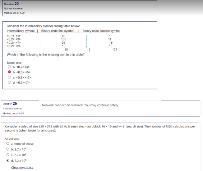 Question 20 Not Yet Answered Marked Out Of 4 00 Consider The Intermediary Symbol Coding Table Below Intermediary Symbol 1