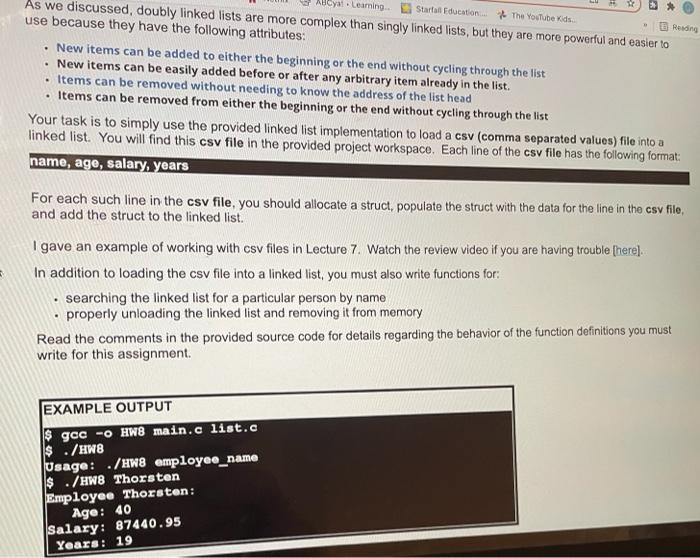 Cyat Learning Starfall Education The Youtube Kids As We Discussed Doubly Linked Lists Are More Complex Than Sing 1