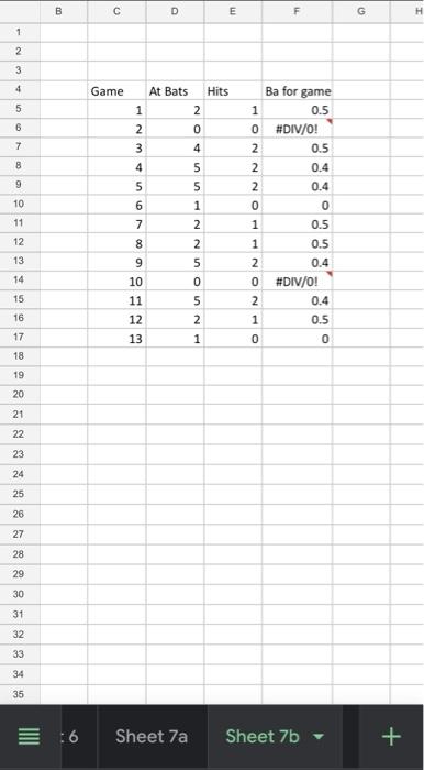 Use The Data In Sheets 7a And 7b To Answer The Following Questions A Sheet 7a Worksheet Contains Two Lists Of Names U 2