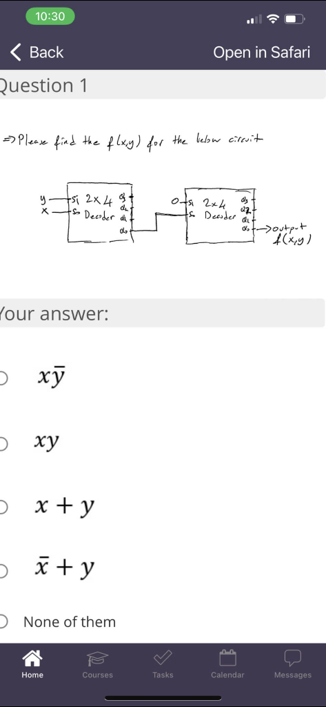 10 30 Back Question 1 Please Find The F X Y For The Below Circuit Y Tsi 2x 4 075 2x4 Dly D Tso Decoder Da 22 D 1
