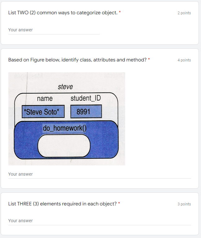 List Two 2 Common Ways To Categorize Object Your Answer Based On Figure Below Identify Class Attributes And Metho 1