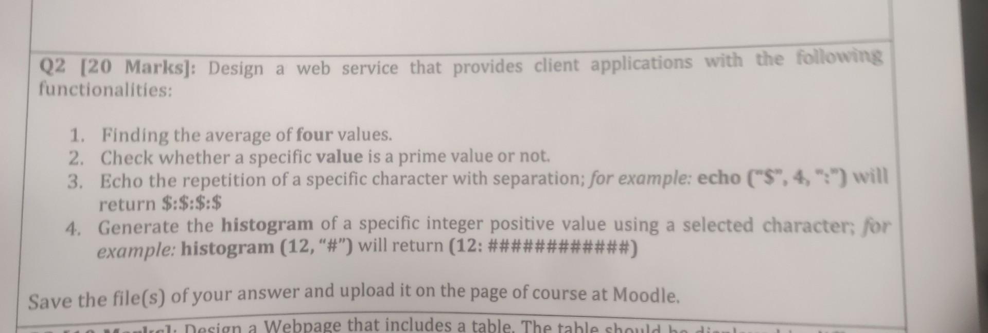 Q2 20 Marks Design A Web Service That Provides Client Applications With The Following Functionalities 1 Finding The 1