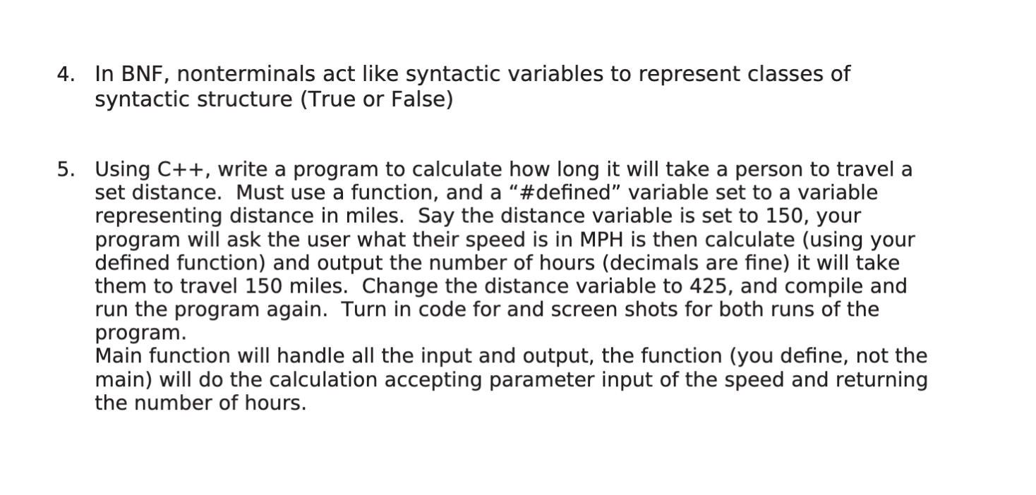 4 In Bnf Nonterminals Act Like Syntactic Variables To Represent Classes Of Syntactic Structure True Or False 5 Usin 1