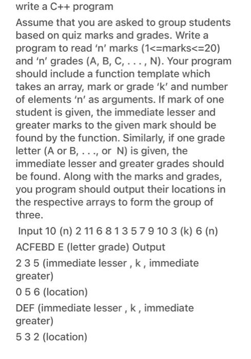 Group Template Assume That You Are Asked To Group Students Based On Quis Marks And Grades Write A Program To Mad S Ma 4
