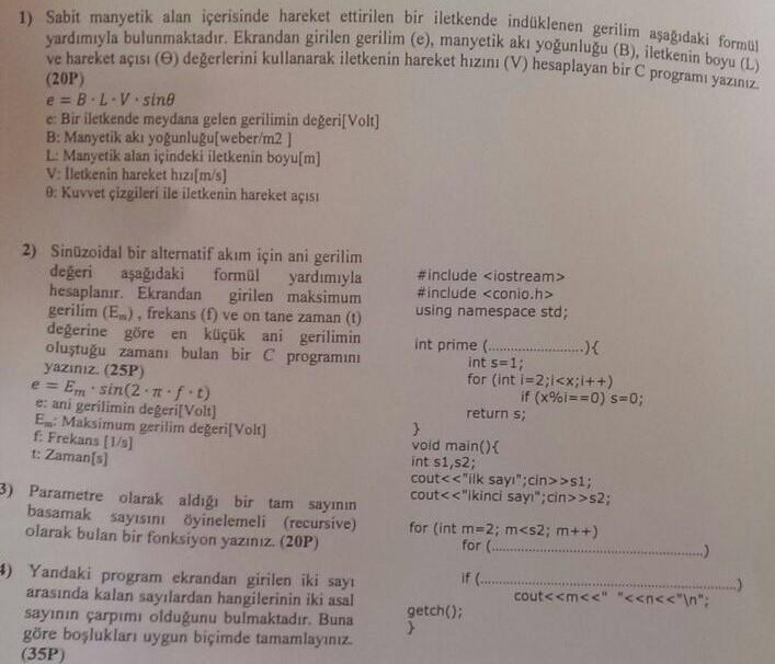 Asagidaki Sorulari C Programlama Kullanarak Cozer Misiniz 1