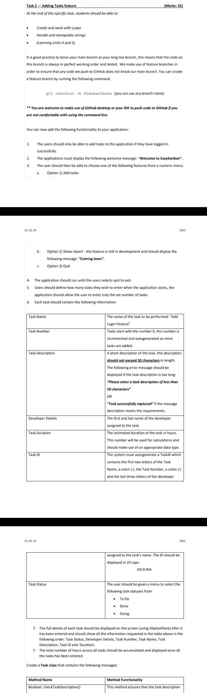 Task 2 Adding Tasks Feature Marks 55 At The End Of This Specific Task Students Should Be Able To Create And Work 1