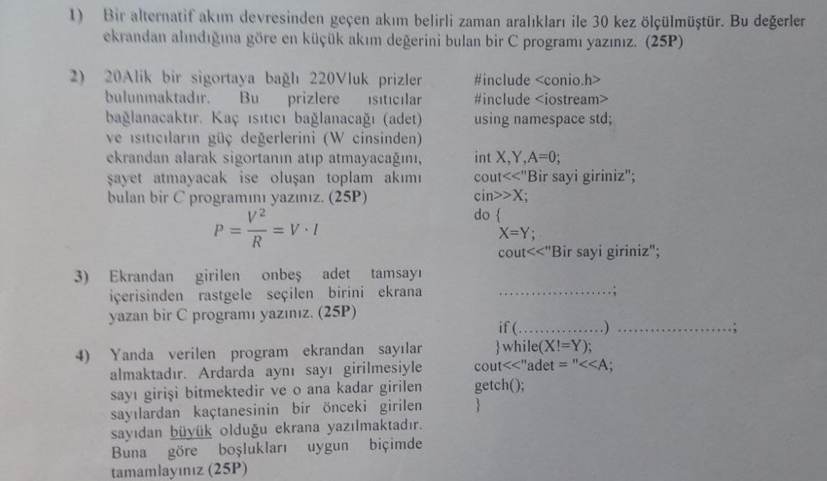 Asagidaki Sorulari C Programlama Kullanarak Cozer Misiniz 1