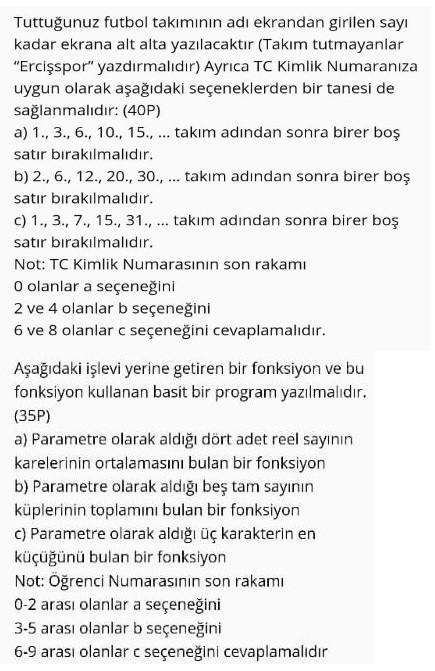Ornek Numaralara Gore Butun Siklari C Programlama Ile Cozer Misiniz 1