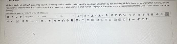 Question W Abdulla Works With Dewa As An It Specialist The Company Has Decided To Increase The Salaries Of All Workers 1
