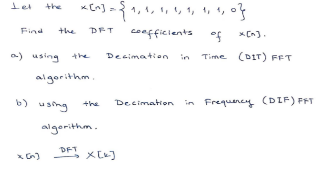 Let The Find A Using The X N Dft The Algorithm The Algorithm Dft B Using X N 1 1 1 1 1 1 1 Of 1