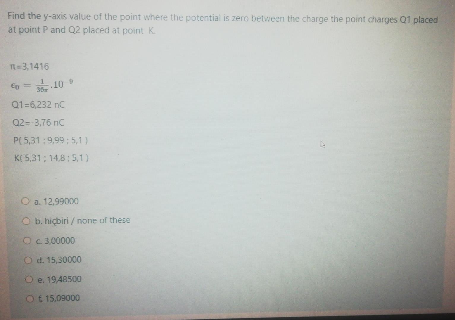 Find The Y Axis Value Of The Point Where The Potential Is Zero Between The Charge The Point Charges Q1 Placed At Point P 1