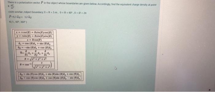 There Is A Polarization Vector P In The Object Whose Boundaries Are Given Below Accordingly Find The Equivalent Change 1