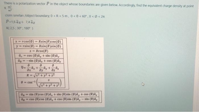 There Is A Polarization Vector P In The Object Whose Boundaries Are Given Below Accordingly Find The Equivalent Charge 1