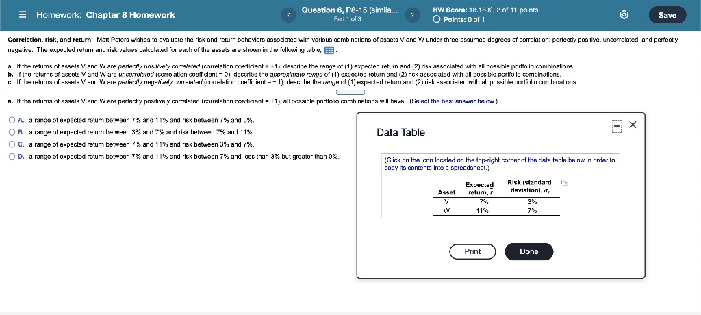 E Homework Chapter 8 Homework Question 6 P8 15 Simile Part 1 Of 3 Hw Score 18 18 2 Of 11 Points O Points 0 Of 1