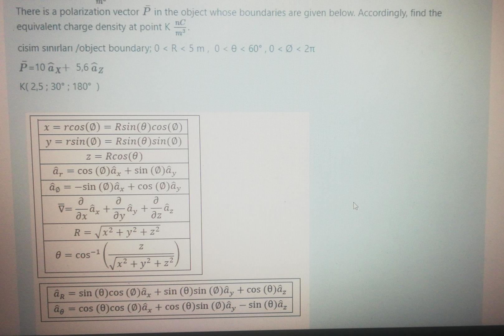 There Is A Polarization Vector P In The Object Whose Boundaries Are Given Below Accordingly Find The Nc Equivalent Cha 1