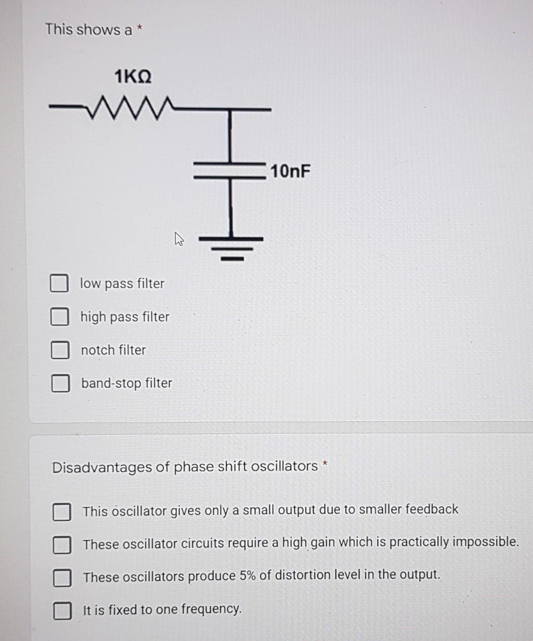 This Shows A 1kq 10nf Low Pass Filter High Pass Filter Notch Filter Band Stop Filter Disadvantages Of Phase Shift Oscil 1
