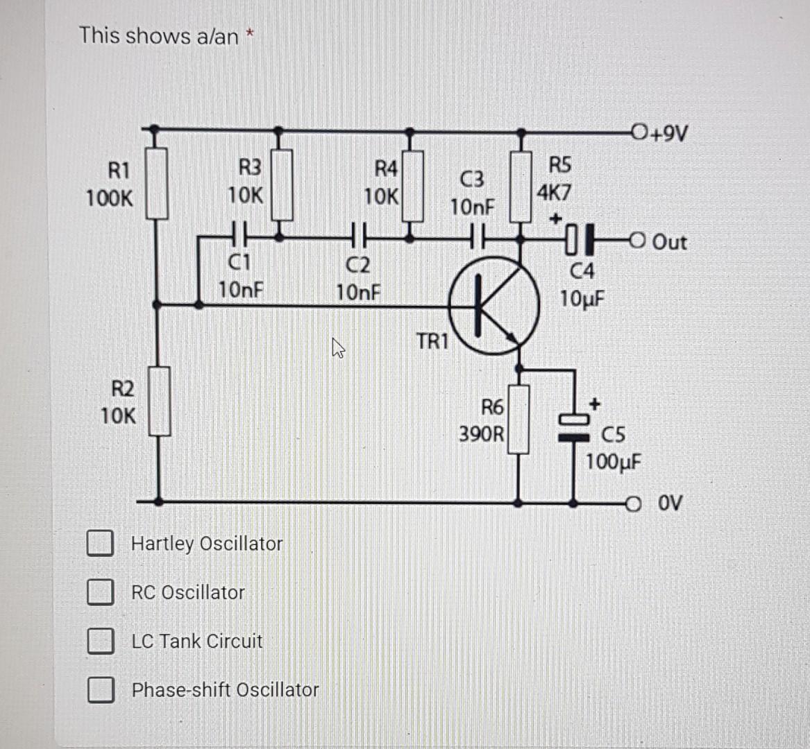This Shows A An R1 R3 100k 10k R2 10k Hh C1 10nf Hartley Oscillator Rc Oscillator Lc Tank Circuit Phase Shift Oscillat 1
