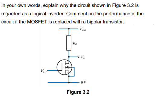 In Your Own Words Explain Why The Circuit Shown In Figure 3 2 Is Regarded As A Logical Inverter Comment On The Perform 1