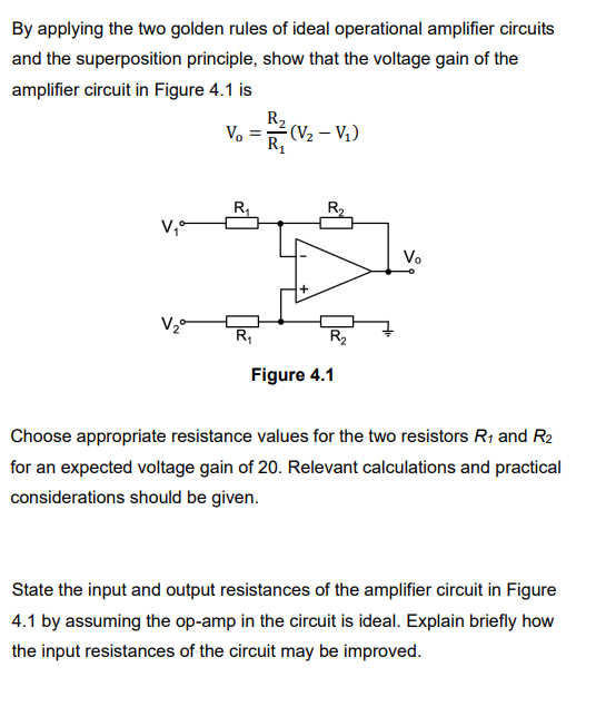 By Applying The Two Golden Rules Of Ideal Operational Amplifier Circuits And The Superposition Principle Show That The 1