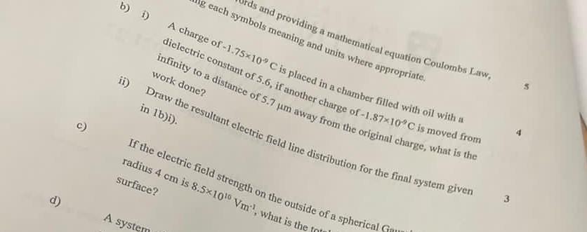 D G Each Symbols Meaning And Units Where Appropriate Rds And Providing A Mathematical Equation Coulombs Law B I A C 1