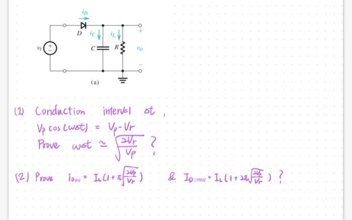 Dic A 2 2 Conduction R Vp Cos Wat Prove Wot 2 Prove To I Cl Www 1 Interval Ot Vp Vr Sur Vp I 1