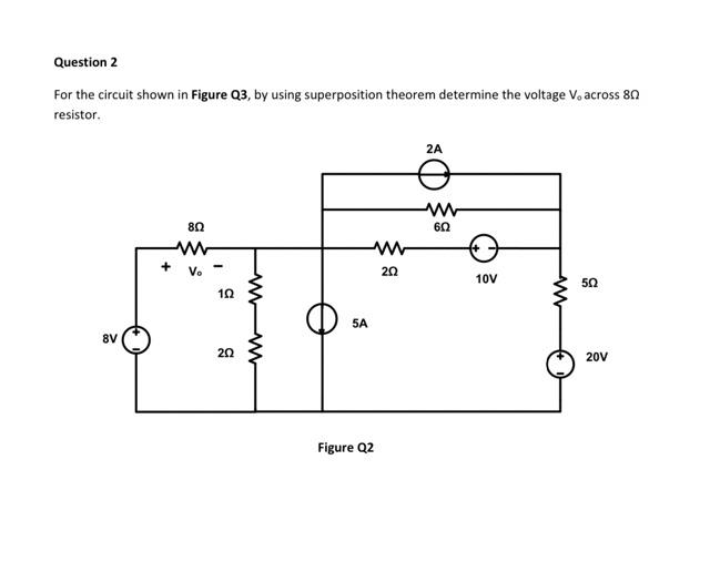 Question 2 For The Circuit Shown In Figure Q3 By Using Superposition Theorem Determine The Voltage V Across 802 Resist 1