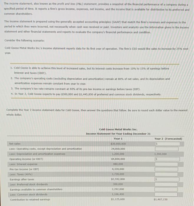 The Income Statement Also Known As The Profit And Loss P84 Statement Provides A Snapshot Of The Financial Performanc 1
