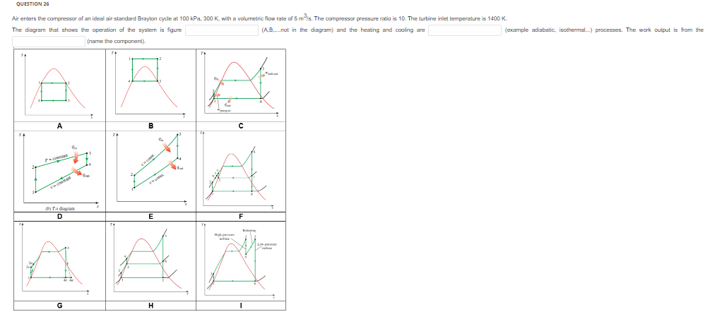 Question 26 Air Enters The Compressor Of An Ideal Air Standard Brayton Cycle At 100 Kpa 300 K With A Volumetric Flow R 1