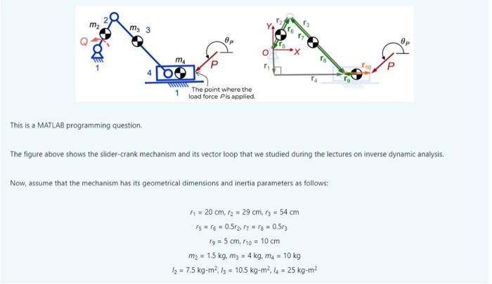 Op Op The Point Where The Load Force Pis Applied This Is A Matlab Programming Question The Figure Above Shows The Slid 1