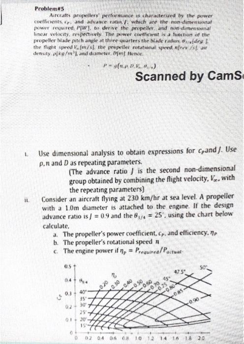 Problem 5 Aircrafts Propellers Performance Is Characterized By The Power Coefficients C And Advance Ratio Which Are 1