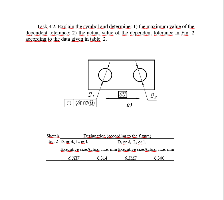 Task 3 2 Explain The Symbol And Determine 1 The Maximum Value Of The Dependent Tolerance 2 The Actual Value Of The 1