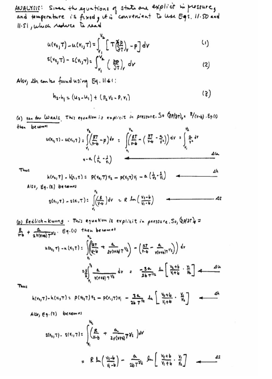 Analysis Sime The Equations Of State Are Explicit In Pressure And Temperature Is Fixed It Is Convenient To Use Egs 1 1