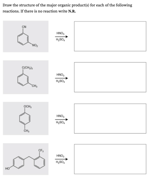 Draw The Structure Of The Major Organic Product S For Each Of The Following Reactions If There Is No Reaction Write N 1