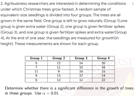 5 2 Agribusiness Researchers Are Interested In Determining The Conditions Under Which Christmas Trees Grow Fastest A R 1