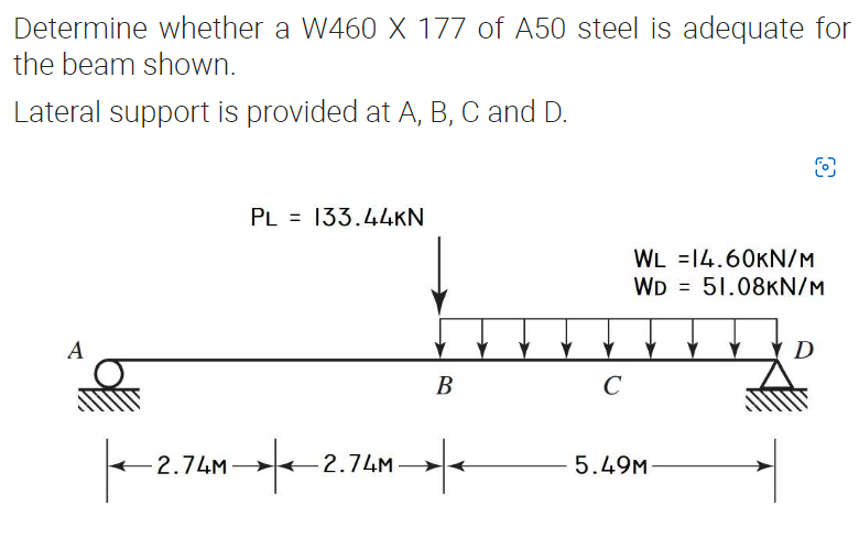 Determine Whether A W460 X 177 Of A50 Steel Is Adequate For The Beam Shown Lateral Support Is Provided At A B C And D 1