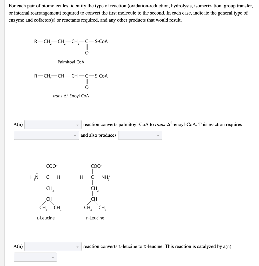 For Each Pair Of Biomolecules Identify The Type Of Reaction Oxidation Reduction Hydrolysis Isomerization Group Tran 1