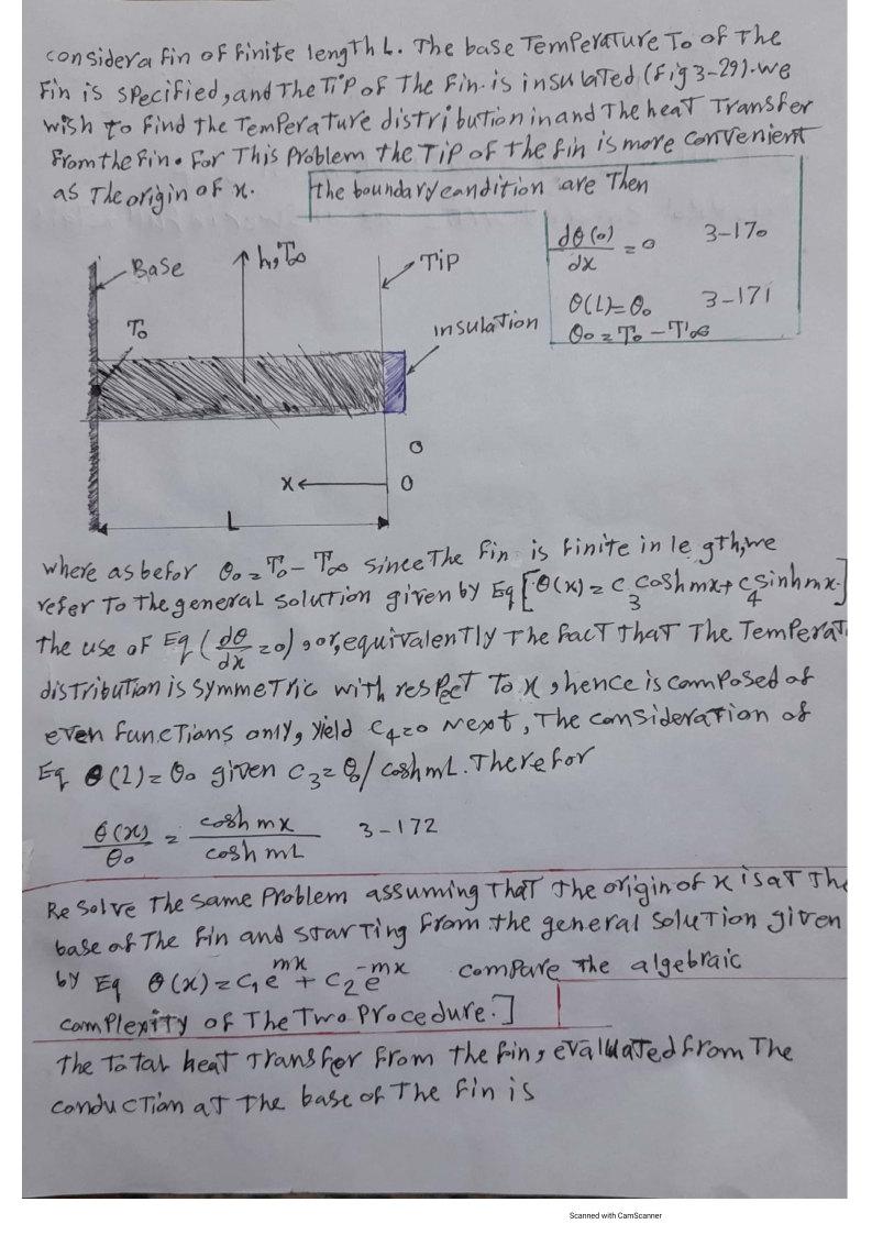 This Problems Is About Advanced Heat Transfer And Exactly Steady One Dimensional Extended Surface And Fins Pins O 1