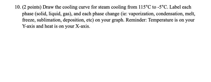10 2 Points Draw The Cooling Curve For Steam Cooling From 115 C To 5 C Label Each Phase Solid Liquid Gas And E 1